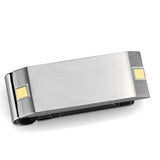 Two-Tone IP Gold (Ion Plating) Stainless Steel Money clip with No Stone