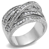High polished (no plating) Stainless Steel Ring with AAA Grade CZ  in Clear