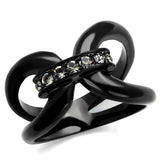 IP Black(Ion Plating) Stainless Steel Ring with Top Grade Crystal  in Black Diamond