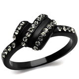 IP Black(Ion Plating) Stainless Steel Ring with Top Grade Crystal  in Black Diamond