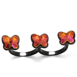 IP Black(Ion Plating) Stainless Steel Ring with Top Grade Crystal  in Rose