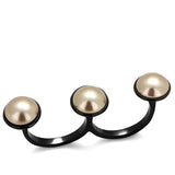 IP Black(Ion Plating) Stainless Steel Ring with Synthetic Pearl in Metallic Light Gold