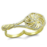 IP Gold(Ion Plating) Stainless Steel Ring with Top Grade Crystal  in Clear