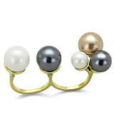 IP Gold(Ion Plating) Stainless Steel Ring with Synthetic Pearl in Multi Color