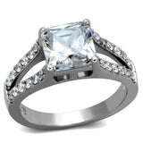 High polished (no plating) Stainless Steel Ring with AAA Grade CZ  in Clear