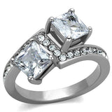 High polished (no plating) Stainless Steel Ring with AAA Grade CZ  in Clear