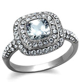 High polished (no plating) Stainless Steel Ring with AAA Grade CZ  in Clear