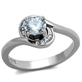 High polished (no plating) Stainless Steel Ring with AAA Grade CZ  in Clear