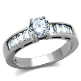 High polished (no plating) Stainless Steel Ring with AAA Grade CZ  in Clear