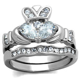 High polished (no plating) Stainless Steel Ring with AAA Grade CZ  in Clear