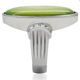 High polished (no plating) Stainless Steel Ring with Precious Stone Conch in Apple Green color