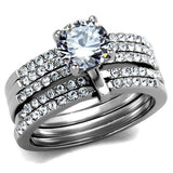 High polished (no plating) Stainless Steel Ring with AAA Grade CZ  in Clear