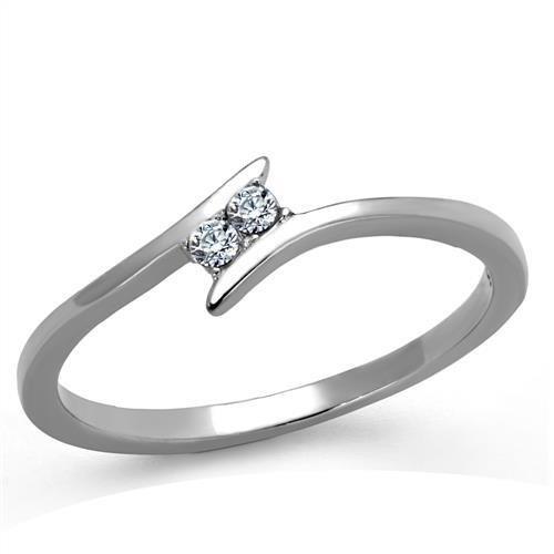 High polished (no plating) Stainless Steel Ring with AAA Grade CZ  in Clear