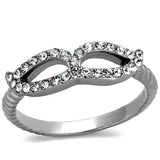 High polished (no plating) Stainless Steel Ring with Top Grade Crystal  in Clear