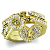 IP Gold(Ion Plating) Stainless Steel Ring with Top Grade Crystal  in Citrine Yellow