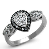 Two-Tone IP Black Stainless Steel Ring with Top Grade Crystal  in Black Diamond