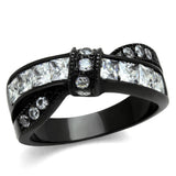 IP Black(Ion Plating) Stainless Steel Ring with AAA Grade CZ  in Clear