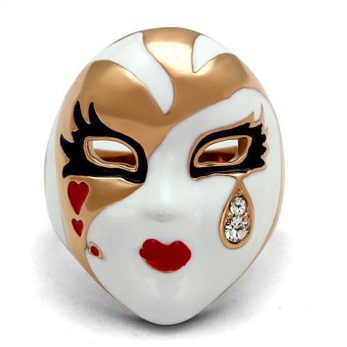 IP Rose Gold(Ion Plating) Stainless Steel Ring with Top Grade Crystal  in Clear