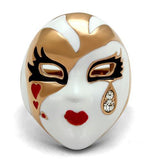 IP Rose Gold(Ion Plating) Stainless Steel Ring with Top Grade Crystal  in Clear