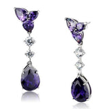 High polished (no plating) Stainless Steel Earrings with AAA Grade CZ  in Amethyst