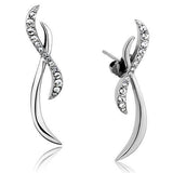 High polished (no plating) Stainless Steel Earrings with Top Grade Crystal  in Clear