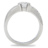 High polished (no plating) Stainless Steel Ring with AAA Grade CZ  in Clear