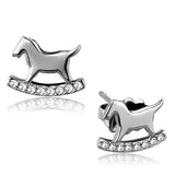 High polished (no plating) Stainless Steel Earrings with Top Grade Crystal  in Clear
