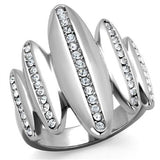 High polished (no plating) Stainless Steel Ring with Top Grade Crystal  in Clear