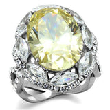 High polished (no plating) Stainless Steel Ring with AAA Grade CZ  in Citrine Yellow