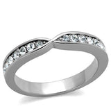 High polished (no plating) Stainless Steel Ring with Top Grade Crystal  in Clear