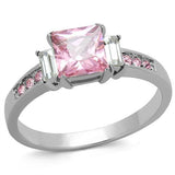 High polished (no plating) Stainless Steel Ring with AAA Grade CZ  in Rose