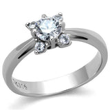 High polished (no plating) Stainless Steel Ring with AAA Grade CZ  in Clear