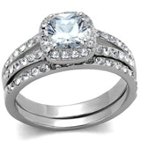 High polished (no plating) Stainless Steel Ring with AAA Grade CZ  in Clear