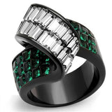 IP Black(Ion Plating) Stainless Steel Ring with Synthetic Synthetic Glass in Blue Zircon