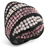 IP Black(Ion Plating) Stainless Steel Ring with Top Grade Crystal  in Multi Color