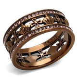 IP Coffee light Stainless Steel Ring with Top Grade Crystal  in Light Rose