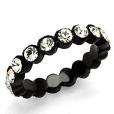 IP Black(Ion Plating) Stainless Steel Ring with Top Grade Crystal  in Clear
