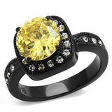 IP Black(Ion Plating) Stainless Steel Ring with AAA Grade CZ  in Topaz