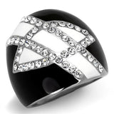 High polished (no plating) Stainless Steel Ring with Top Grade Crystal  in Clear