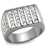 High polished (no plating) Stainless Steel Ring with Top Grade Crystal  in Clear
