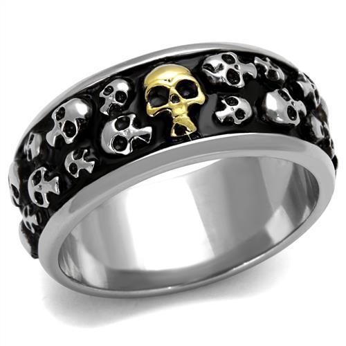 Two-Tone IP Gold (Ion Plating) Stainless Steel Ring with No Stone