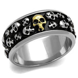 Two-Tone IP Gold (Ion Plating) Stainless Steel Ring with No Stone
