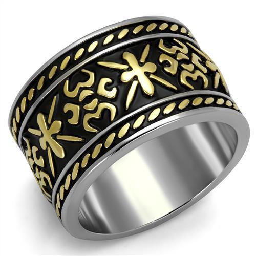 Two-Tone IP Gold (Ion Plating) Stainless Steel Ring with Epoxy  in Jet