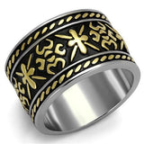 Two-Tone IP Gold (Ion Plating) Stainless Steel Ring with Epoxy  in Jet