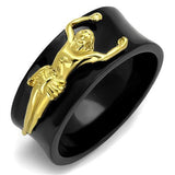 IP Gold+ IP Black (Ion Plating) Stainless Steel Ring with No Stone
