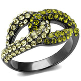 IP Light Black  (IP Gun) Stainless Steel Ring with Top Grade Crystal  in Multi Color