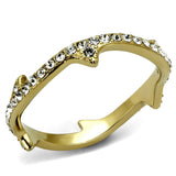 IP Gold(Ion Plating) Stainless Steel Ring with Top Grade Crystal  in Clear