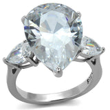 High polished (no plating) Stainless Steel Ring with AAA Grade CZ  in Clear