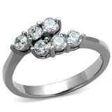 High polished (no plating) Stainless Steel Ring with AAA Grade CZ  in Clear