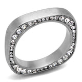 High polished (no plating) Stainless Steel Ring with Top Grade Crystal  in Clear